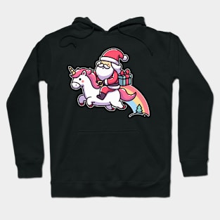 cute Santa ride Unicorn Hoodie